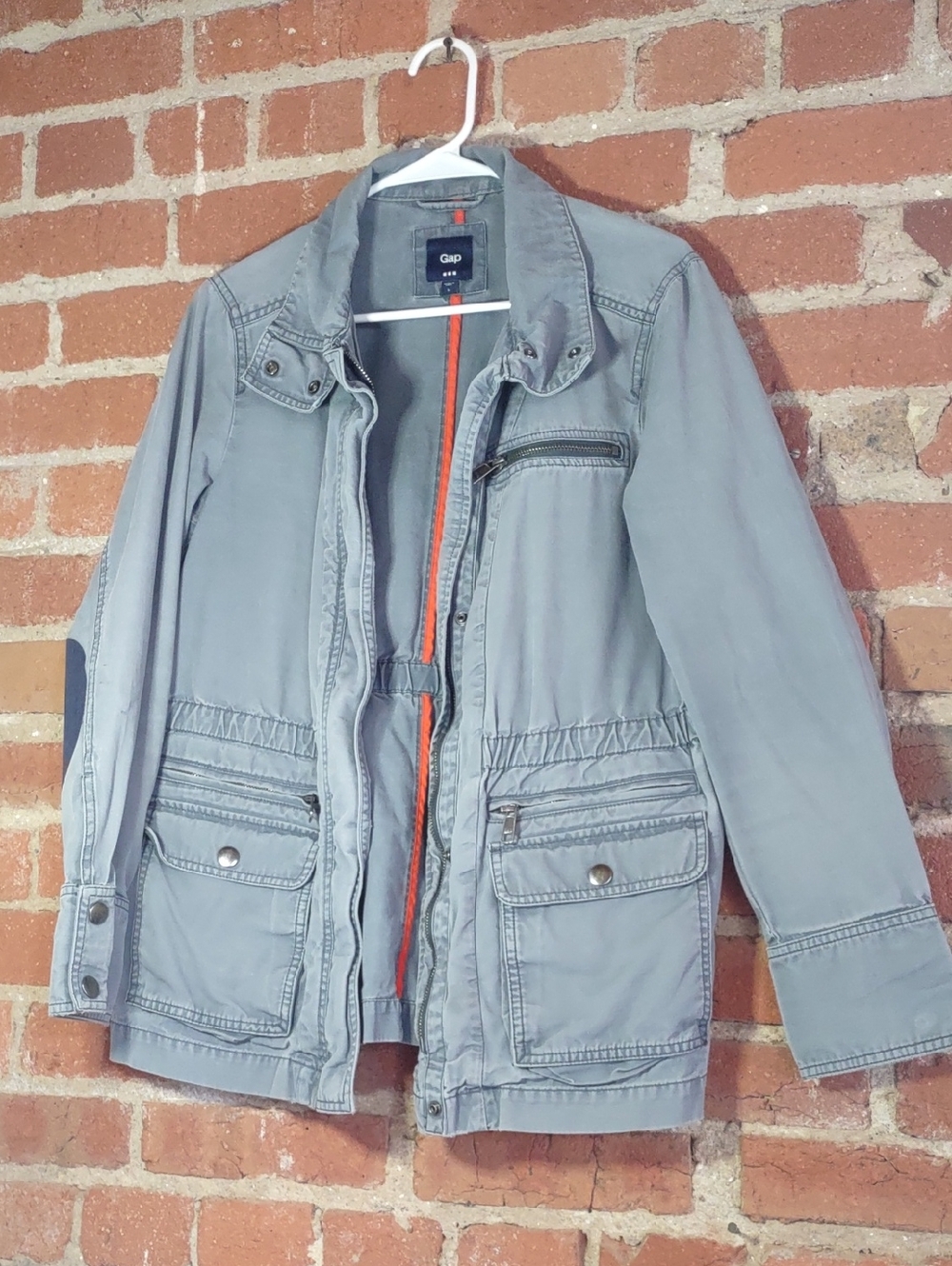 GAP Gray Utility Jacket with Orange Trim
